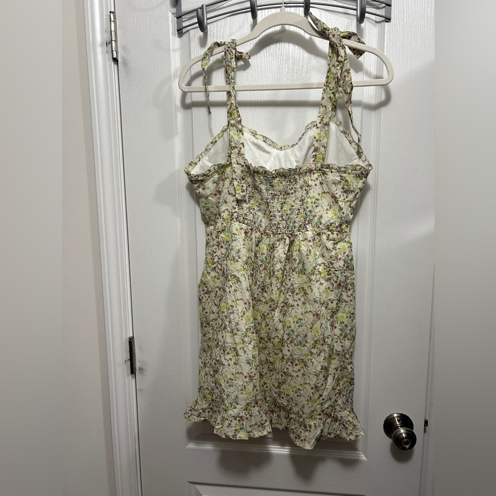 Wild Fable Mini Dress Womens L Large Cream Floral Bow Tie Sleeve Cottagecore NWT - Picture 16 of 16